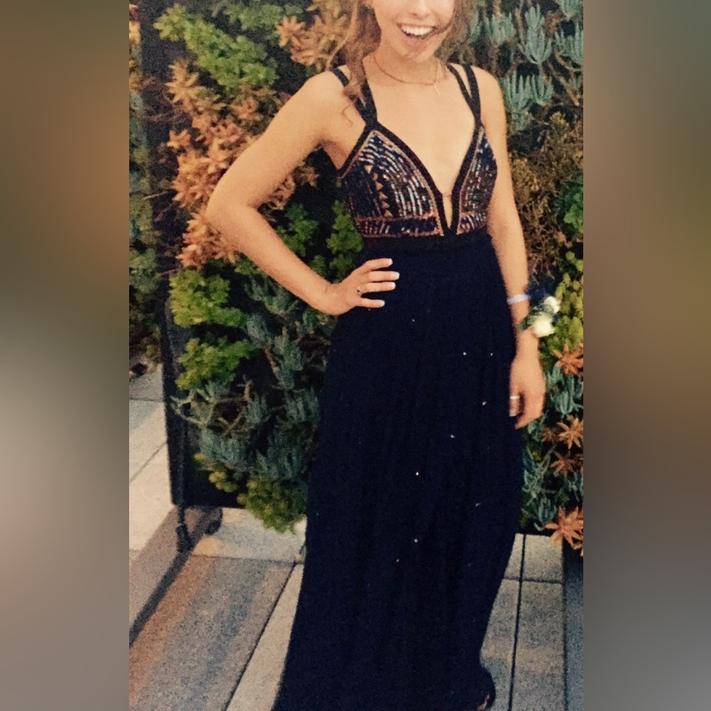 Free People Navy Golden Chalice Dress